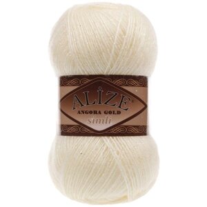 Пряжа Alize Angora Gold Simli, 20 % шерсть, 75 % акрил, 5 % люрекс, 100 г, 500 м, 1 шт., 67 молочно-бежевый