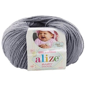 Пряжа Alize Baby Wool, 40 % шерсть, 40 % акрил, 20 % бамбук, 50 г, 175 м, 1 шт., 119 серое небо