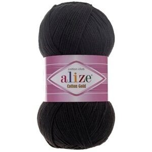 Пряжа Alize Cotton Gold, 55 % хлопок, 45 % акрил, 100 г, 330 м, 1 шт., 60 черный