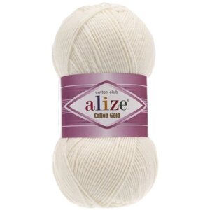 Пряжа Alize Cotton Gold, 55 % хлопок, 45 % акрил, 100 г, 330 м, 1 шт., 62 молочный