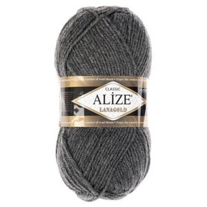 Пряжа Alize Lanagold, 49 % шерсть, 51 % акрил, 100 г, 240 м, 1 шт., 182 средне-серый меланж