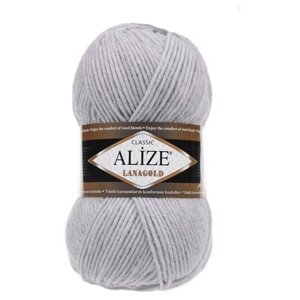 Пряжа Alize Lanagold, 49 % шерсть, 51 % акрил, 100 г, 240 м, 5 шт., 684 пепельный меланж