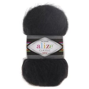 Пряжа Alize Mohair classic, 24 % шерсть, 25 % мохер, 51 % акрил, 100 г, 200 м, 1 шт., 60 черный