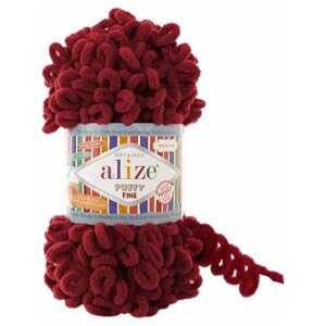 Пряжа Alize Puffy Fine, 100 г, 14.5 м, 1 шт., 107 вишня