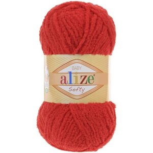 Пряжа для вязания ALIZE SOFTY Ализе Софти: 56 (красный), 2 шт, 115 м, 50 г, 100% микрополиэстер