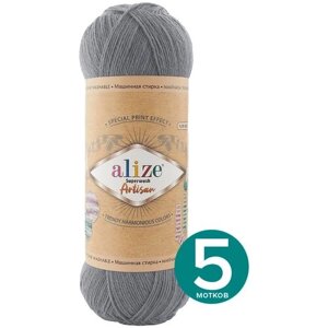 Пряжа для вязания ALIZE 'Superwash Artisan'100г, 420м (75% SW шерсть, 25% полиамид) (836 серый), 5 мотков