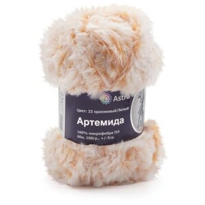 Пряжа для вязания Astra Premium 'Артемида' 100гр. 60м (100% микрофибра ПЛ) (23 оранжевый/белый), 3 мотка