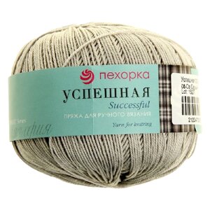 Пряжа Пехорка Успешная, 100 % хлопок, 50 г, 220 м, 1 шт., 08 светлый серый