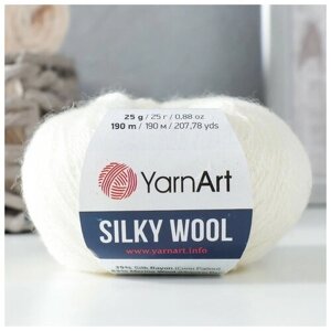 Пряжа "Silky Wool" 35% силк район, 65% мерино. вул 190м/25г (330 молочный) 9320842