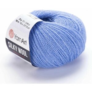 Пряжа "Silky Wool" 35% силк район, 65% мерино. вул 190м/25г (343 голубой)
