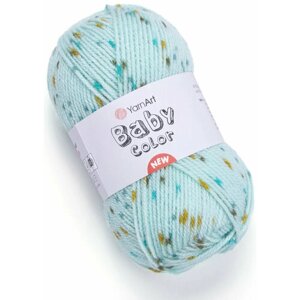 Пряжа Yarnart Baby Color мятный с желто-бирюзовой крапинкой (209), 100%акрил, 150м, 50г, 1шт