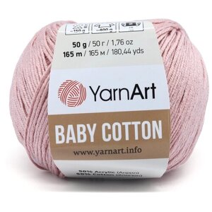 Пряжа YarnArt 'Baby Cotton'50г, 165м (50% хлопок, 50% акрил) (413 розовый)