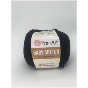 Пряжа YarnArt Baby cotton черный (460), 50%хлопок/50%акрил, 165м, 50г, 1шт