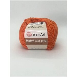 Пряжа YarnArt Baby cotton оранжевый (421), 50%хлопок/50%акрил, 165м, 50г, 1шт