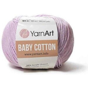 Пряжа YarnArt Baby cotton светлая розовая сирень (416), 50%хлопок/50%акрил, 165м, 50г, 1шт