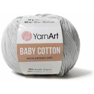 Пряжа YarnArt Baby cotton светло-серый (451), 50%хлопок/50%акрил, 165м, 50г, 1шт