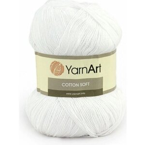 Пряжа YarnArt Cotton soft ультрабелый (62), 55%хлопок/45%полиакрил, 600м, 100г, 1шт