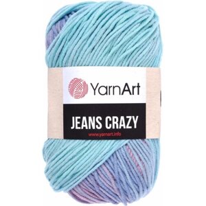 Пряжа YarnArt Jeans CRAZY бирюзовый-голубой-пыльная роза батик (8203), 55%хлопок/45%акрил, 160м, 50г, 1шт