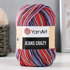 Пряжа YarnArt Jeans CRAZY красный-голубой-коричневый (8214), 55%хлопок/45%акрил, 160м, 50г, 1шт