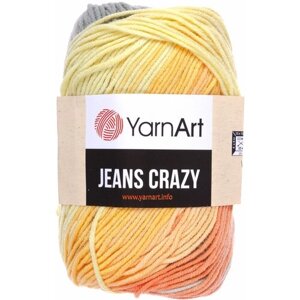 Пряжа YarnArt Jeans CRAZY желтый-оранжевый-серый батик (8210), 55%хлопок/45%акрил, 160м, 50г, 1шт