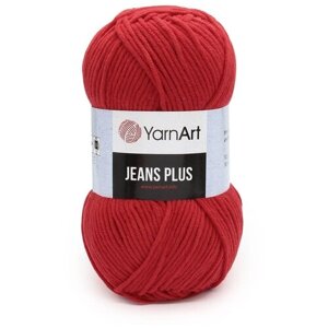 Пряжа YarnArt Jeans PLUS красный (90), 55%хлопок/45%акрил, 160м, 100г, 1шт