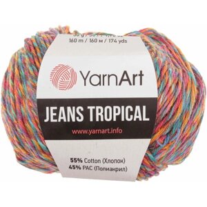 Пряжа YarnArt Jeans tropikal радужный меланж (612), 55%хлопок/45%акрил, 160м, 50г, 1шт