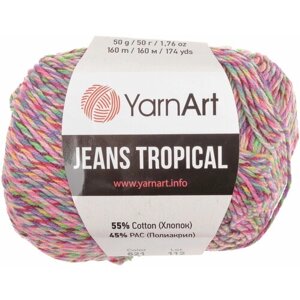 Пряжа YarnArt Jeans tropikal сиренево-зеленый (621), 55%хлопок/45%акрил, 160м, 50г, 1шт