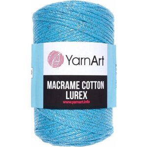 Пряжа YarnArt Macrame cotton lurex бирюза-серебро (733), 75%хлопок/13%полиэстер/12%металлик, 205м, 250г, 1шт