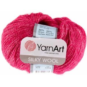Пряжа YarnArt "Silky Wool" 35% шелк Rayon, 65% мериносовая шерсть 190 м, 1 шт, 25 г 333 вишня (9320841)
