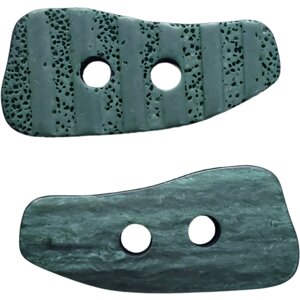 Пуговица "Камень пензы", Union Knopf, цвет темно-бирюзово-зеленый, пластик, длина 42 мм, 1 штука.