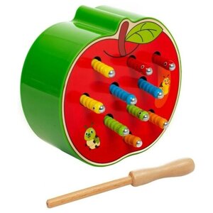 Развивающая деревянная игрушка магнитная рыбалка сортер "Червячки в яблоке" Монтессори Игрокат
