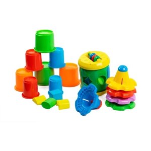 Развивающий игровой набор для малыша 3 в 1 (сортер, пирамидка, стаканчики)