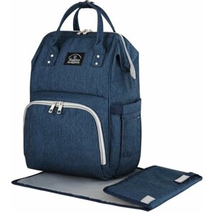 Рюкзак для мамы BRAUBERG MOMMY с ковриком, крепления на коляску, термокарманы, синий, 40x26x17 см, 270820, 270820