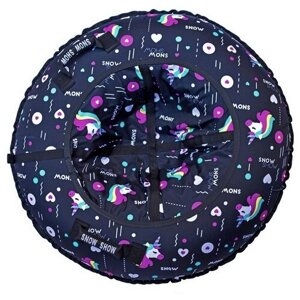 Санки надувные Тюбинг RT Единорог на чёрном, диаметр 105 см