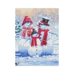 Семья снеговиков Рисунок на ткани 18,6х24,5 Каролинка ткбл 4026