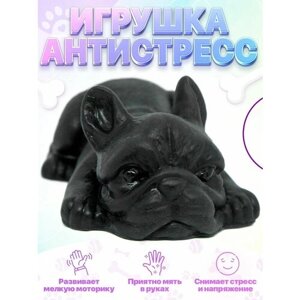 Сквиш игрушка- тянучка антистресс в форме собаки черный