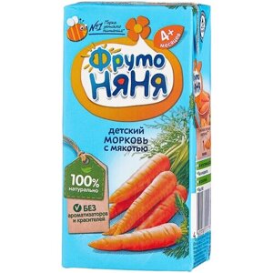 Спайка Нектар ФрутоНяня морковь, с мякотью, 200мл (18 шт)