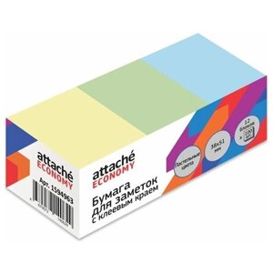 Стикеры 38x51 мм Attache Economy пастельные 3 цвета (12 блоков по 100 листов), 1594963