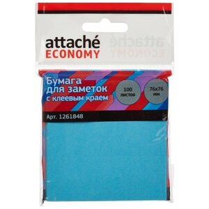 Стикеры Attache Economy 76x76 мм неоновый синий (1 блок, 100 листов), 1261848
