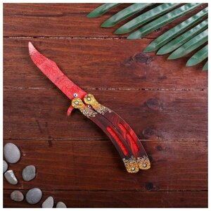 Сувенир деревянный «Нож бабочка, красный гранит»