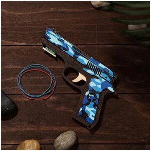 Сувенир деревянный «Резинкострел, синий камуфляж»4 резинки 4576999