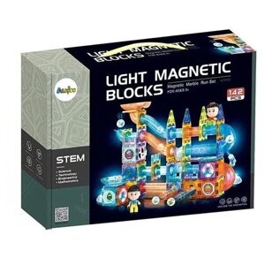 Светящийся магнитный конструктор Magnetic Blocks №2305 142 деталей/ конструктор лабиринт с шариками