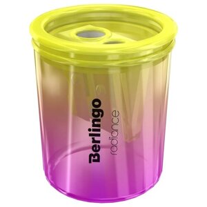 Точилка пластиковая Berlingo "Radiance", с контейнером, 2 отверстия, ассорти