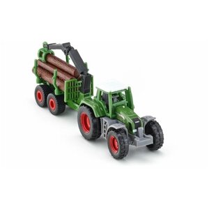 Трактор Siku Fendt с прицепом для бревен (1645) 1:87, 13.7 см, зеленый
