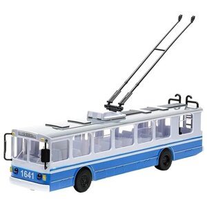 Троллейбус ТЕХНОПАРК SB-14-02 1:43, 31.5 см, голубой/белый