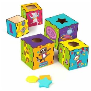 Умные кубики "Веселый Цирк" 3в1: кубики, сортер, пирамидка