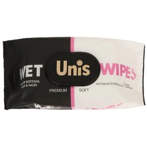 Влажные салфетки универсальные антибактериальные Unis Premium Soft, 120шт х 1уп