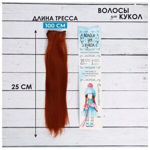Волосы - тресс для кукол "Прямые" длина волос: 25 см, ширина:100 см, цвет № 13