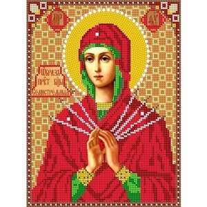 Вышивка бисером иконы Богородица Семистрельная 19*24 см