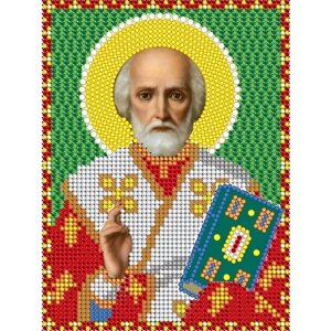 Вышивка бисером иконы Святой Николай Угодник 12*16 см